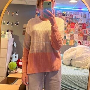 Hollister Pink and Cream Colorblock Sweater